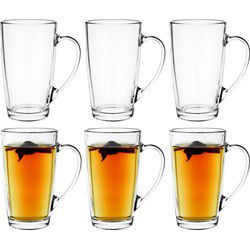 Glasmark Theeglazen/koffie glazen Sheffield - transparant glas - 12x stuks - 400 ml - Koffie- en theeglazen