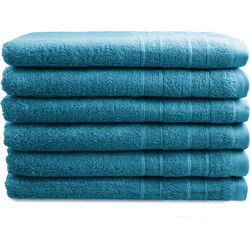 OUTLET BADTEXTIEL - set van 6 - gastendoek 30x50 - turquoise