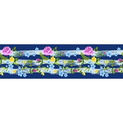 Sanders & Sanders zelfklevende behangrand bloemen donkerblauw - 14 x 500 cm - 600089