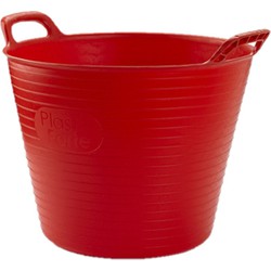 Plasticforte flexibele emmer/kuip - rood - kunststof - rond - 25 liter - 42 x 38 x 33 cm - Wasmanden