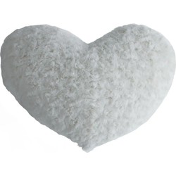 Pluche kussen hart wit 28 x 36 cm - Sierkussens