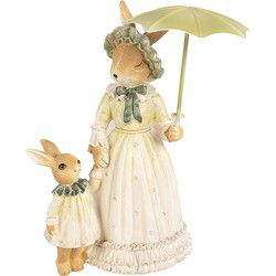 Clayre & Eef Beeld Konijn 21 cm Bruin Groen Polyresin