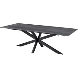 Eettafel Rechthoek 240cm - Keramisch Grijs - X-Poot - Alesso