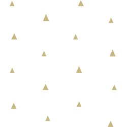 Origin behang grafische driehoeken wit en goud