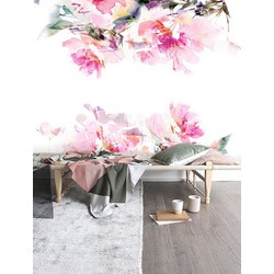 Zelfklevend behang XL Waterverf bloemen multicolour 250x250 cm