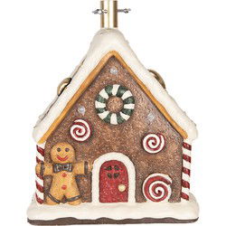 Clayre & Eef Kerstboom Standaard Gingerbread house 37x26x47 cm Bruin Keramisch materiaal