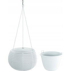 Witte kunststof hangende Splofy bloempotten/plantenpotten 24 cm met metalen haak - Plantenpotten