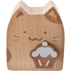 Clayre & Eef Muziekdoos Kat 7x4x8 cm Bruin Hout