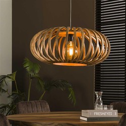 Hoyz - Hanglamp 1L Ø65 stripes / Massief mango naturel