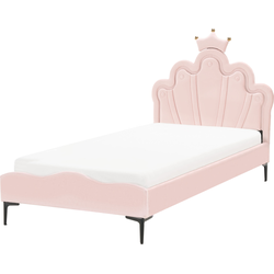 Beliani RUBIAN - Eenpersoonsbed-Roze-Fluweel