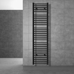 Badkamerradiator Sahara 400x1800 mm zwart mat gebogen met zijaansluiting LuxeBath