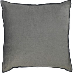 Kave Home - Kussenhoes Etna 100% linnen met donkergrijze strepen 45 x 45 cm