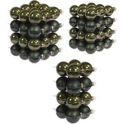 88x stuks glazen kerstballen donker olijf 4, 6 en 8 cm mat/glans - Kerstbal