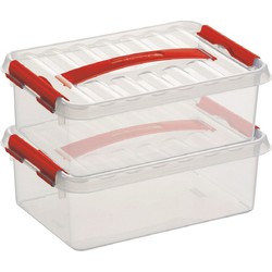 2x Kunststof stapelbare opbergbak 4 liter 30 x 20 x 10 cm - Opbergbox