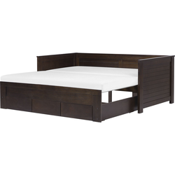 CAHORS - Onderschuifbed - Donkerbruin - 90 x 200 cm - Rubberhout