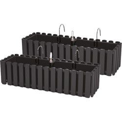 Prosperplast Plantenbak - 2x - kunststof - 58 cm - hout bruin - Plantenpotten