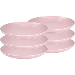 Set van 6x stuks rond kunststof borden oud roze 25 cm - Dinerborden