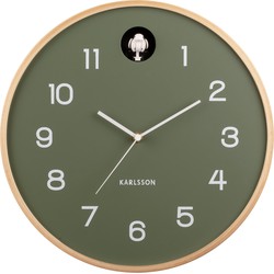 Karlsson - Wandklok Natural Cuckoo - Jungle groen- Ø31,5cm