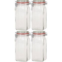 Weckpot - 4x stuks - 1500 ml - 1,5L - inmaakpot - met rubberen ring - Weckpotten