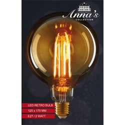 3 stuks - LED retro lamp 125x175 mm 2w1800k e27 niet dimbaar gloeidraad 4 stuks 6 cm