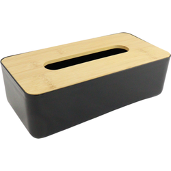 OTIX Tissue box - Houder - Zwart - 26x13.2x8.8 cm - Bamboe en kunststof