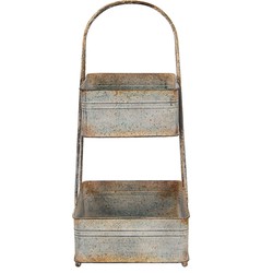 Clayre & Eef Etagère 2 laags  29x29x66 cm Grijs Metaal