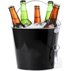 IJsemmer/bierkoeler - 6L - metaal - zwart - flesopener - wijnkoeler - IJsemmers