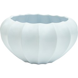 PTMD Ambra White ceramic pot ribbed wide S