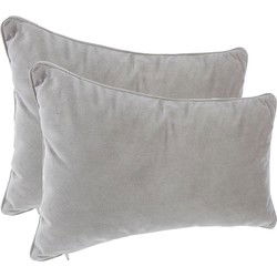 Atmosphera Bank/sierkussens huiskamer Sophia - 2x - 30 x 50 cm - Zilvergrijs - polyester - met rits - Sierkussens