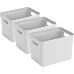 3x stuks witte opbergboxen/opbergmanden 18 liter kunststof - Opbergbox