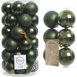 43x stuks kunststof kerstballen donkergroen 6 en 8 cm - Kerstbal