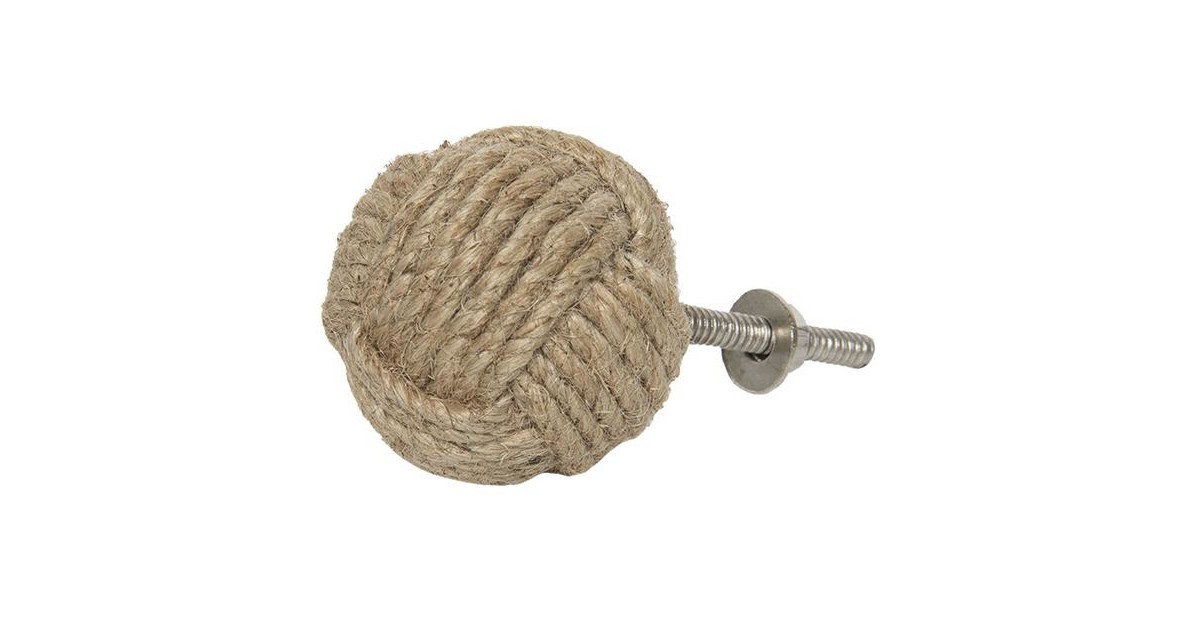 Clayre & Eef Deurknop Ø 4 cm Bruin Jute Rond Meubelknop Kastknop