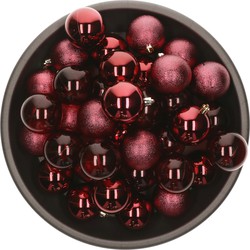 Decoris kerstballen - 25x stuks - 6 cm - kunststof -donkerroodA‚A - Kerstbal