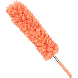 Lifetime Clean plumeau/duster XL - uitschuifbaar - synthetisch - oranje - 55-142 cm - plumeaus