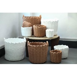 PTMD Mand Olliver - 24x24x28 cm - Fluweel - Bruin - Set van 3