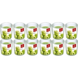 12x Frisse appel geurkaarsen in glazen houder 25 branduren - geurkaarsen