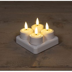 Set 4 St 3D Wick Rechargeable White Tealight Dia3,8 cmxh5 cm