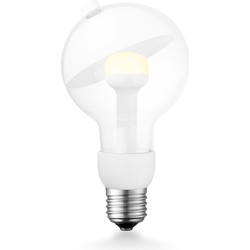 Design LED Lichtbron Move Me - Wit - G80 Sphere LED lamp - 8/8/13.7cm - Met verstelbare diffuser via magneet - geschikt voor E27 fitting - 3W 220lm 2700K - warm wit licht
