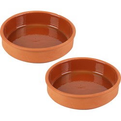 Urban Living Tapas/sauzen/hapjes serveer schaaltjes set - 2x stuks - terracotta - 16 x 4 cm p/st - Snack en tapasschalen