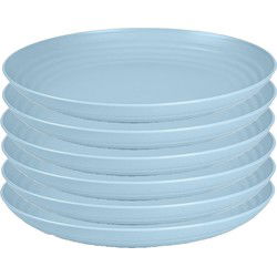 PlasticForte Rond bord/camping bord - 6x - D25 cm - ijsblauw - kunststof - Dinerborden
