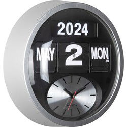 Wandklok Round Flip - Zilver - 11x32.6x32.6cm