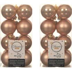 48x stuks kunststof kerstballen toffee bruin 4 cm glans/mat - Kerstbal