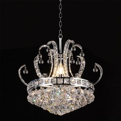 LumiLamp Kroonluchter  Ø 50x43/168 cm  Zilverkleurig Ijzer Glas Hanglamp