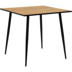 Eettafel Vierkant Naturel/Zwart - 80x80x75cm - Willy