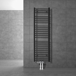 Badkamerradiator middenaansluiting 400x1500 mm antraciet recht met onderaansluitset LuxeBath