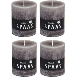 4x Rustieke kaarsen taupe 7 x 8 cm 30 branduren sfeerkaarsen - Stompkaarsen