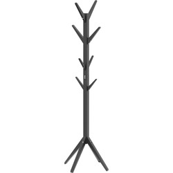 Staande kapstok met 8 armen Wood – Zwart – H175 x B62 cm