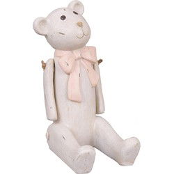 Clayre & Eef Decoratie Beeld Beer 14x9x18 cm Wit Polyresin Woonaccessoires