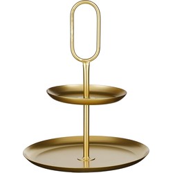 Mica Decorations Rama Etagere 2 Laags - L28 x B28 x H36 cm - Metaal - Goud