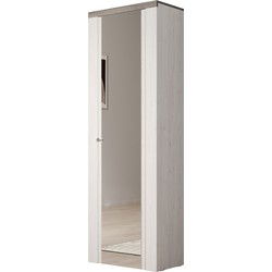 Meubella - Schoenenkast Linford - Wit eiken - 65 cm - Met spiegel